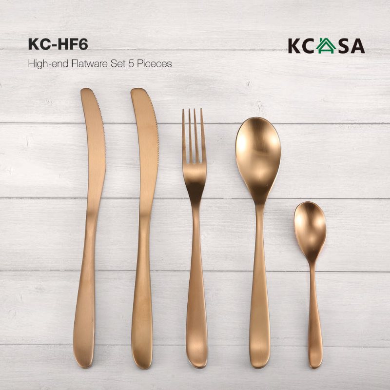 Kcasa Kc-hf6 High-end 420 Stianless Steel 5-częściowy Zestaw Sztućców Menisk Design Obiadowy Z