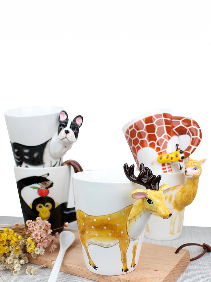 Kubek Ceramiczny 3d Cartoon Animals Design Trwała Filiżanka Kawy