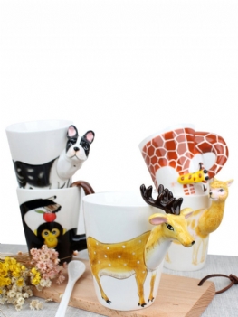 Kubek Ceramiczny 3d Cartoon Animals Design Trwała Filiżanka Kawy