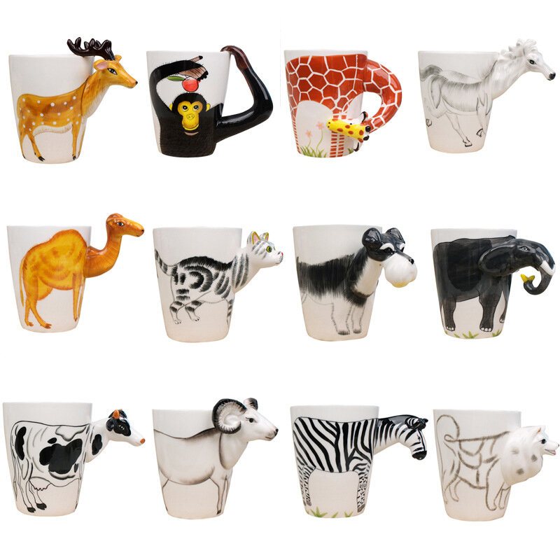 Kubek Ceramiczny 3d Cartoon Animals Design Trwała Filiżanka Kawy