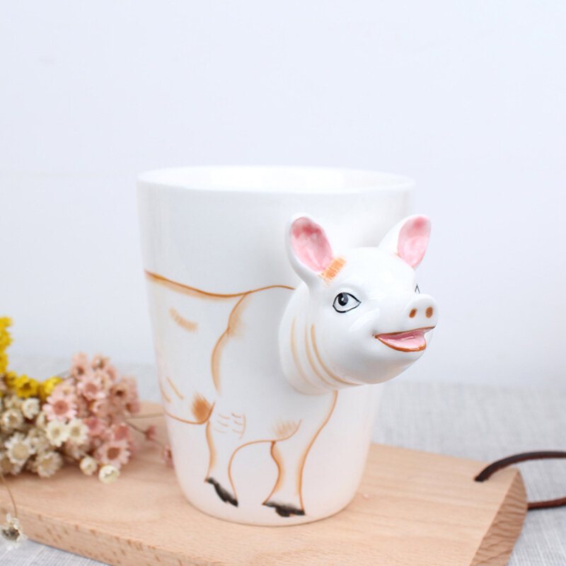 Kubek Ceramiczny 3d Cartoon Animals Design Trwała Filiżanka Kawy