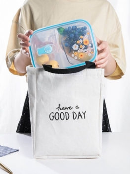 Kwadratowa Bawełna I Len Good Day Travel Torba Na Lunch Cartoon Izolacja Cooler Pakiet Piknik Na Świeżym Powietrzu