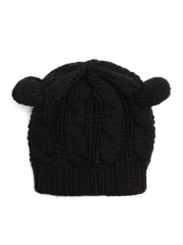 Cute Cat Ear Devil Slouch Beanie Hat Szydełkowa Dzianinowa Pleciona Zimowa Ciepła Czapka