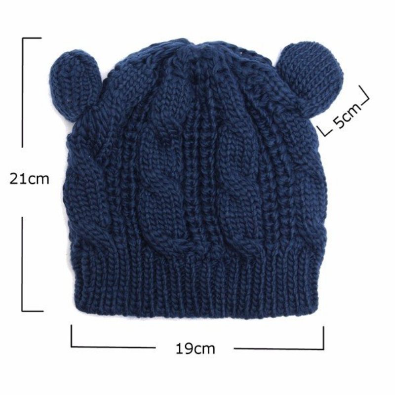 Cute Cat Ear Devil Slouch Beanie Hat Szydełkowa Dzianinowa Pleciona Zimowa Ciepła Czapka