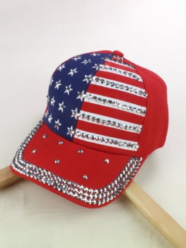 Czapka Baseballowa Unisex American Flag Diamond Denim Washed Outdoor Sun Hat