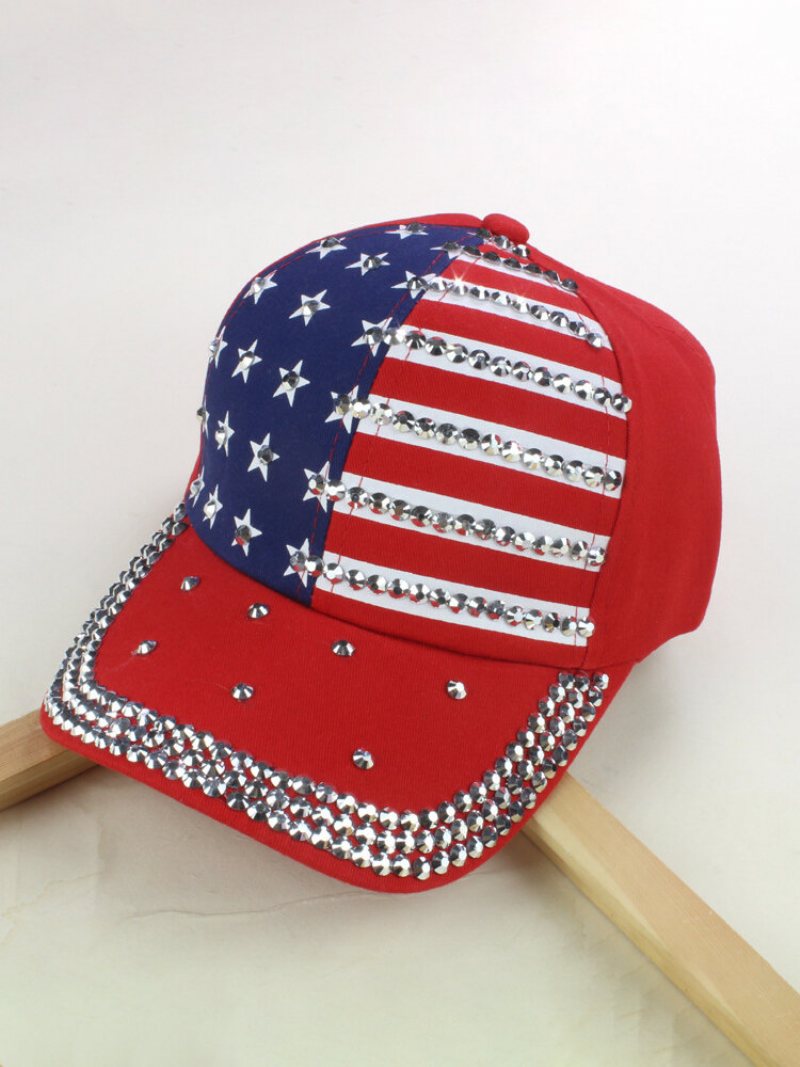 Czapka Baseballowa Unisex American Flag Diamond Denim Washed Outdoor Sun Hat