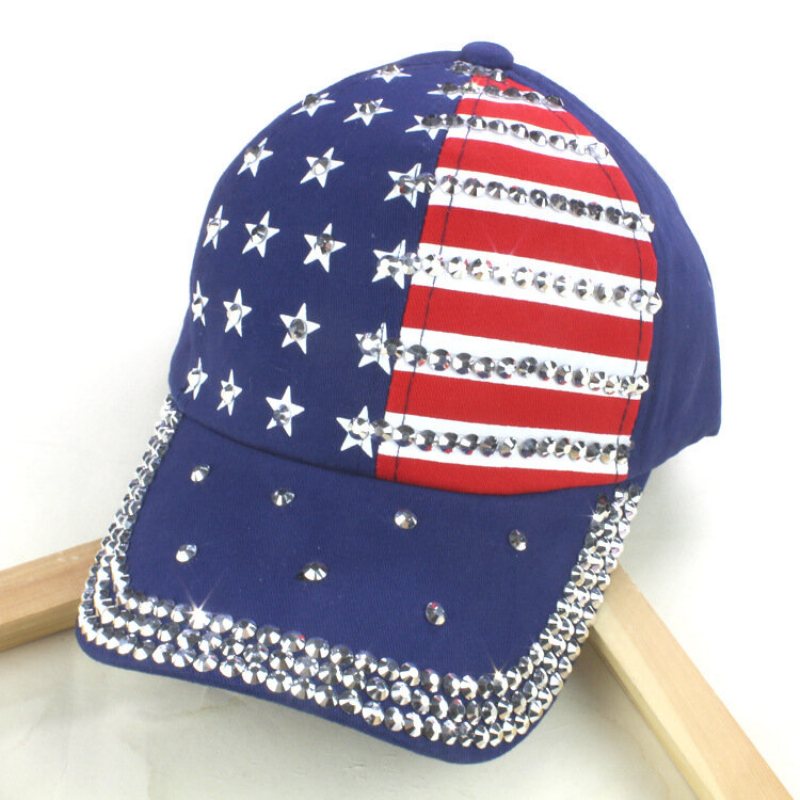 Czapka Baseballowa Unisex American Flag Diamond Denim Washed Outdoor Sun Hat