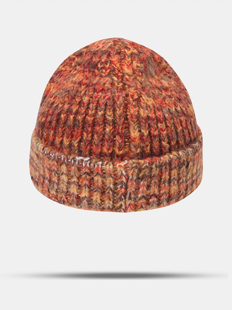 Czapka Typu Beanie Z Grubej Dzianiny Unisex Z Mieszanymi Kolorami I Etykietami Na Wszystkie Mecze