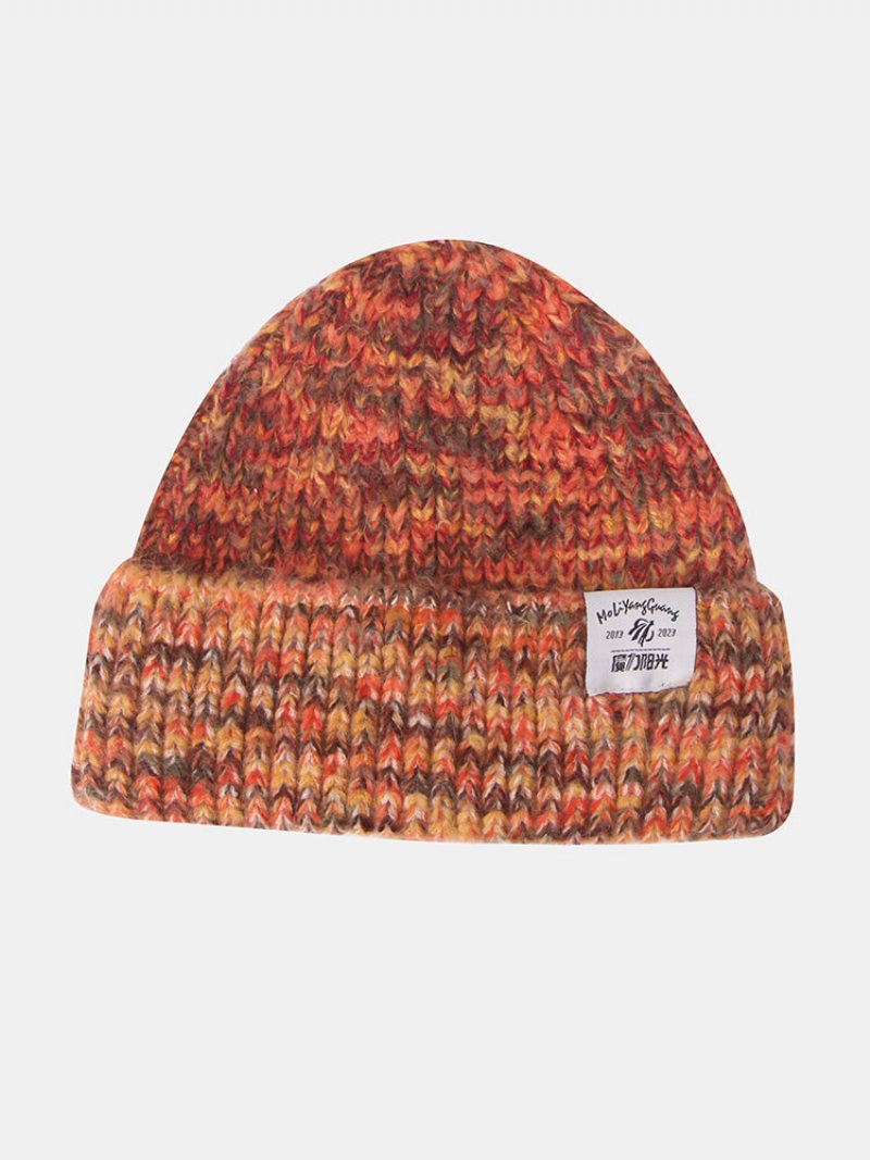 Czapka Typu Beanie Z Grubej Dzianiny Unisex Z Mieszanymi Kolorami I Etykietami Na Wszystkie Mecze