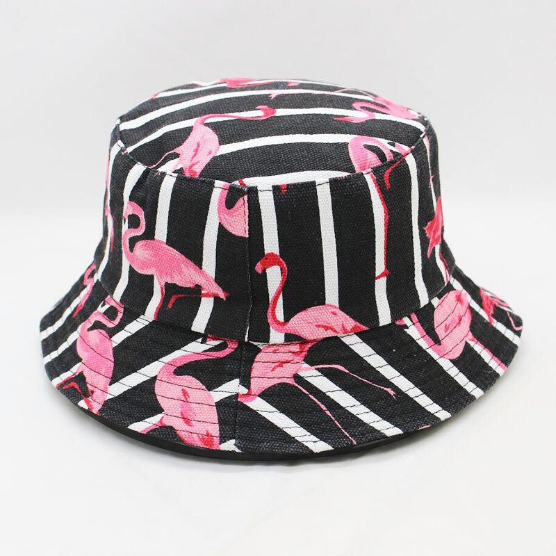 Czapka Z Daszkiem W Paski Flamingo Summer Outdoor Sunscreen Visor Fisherman Bucket Hat