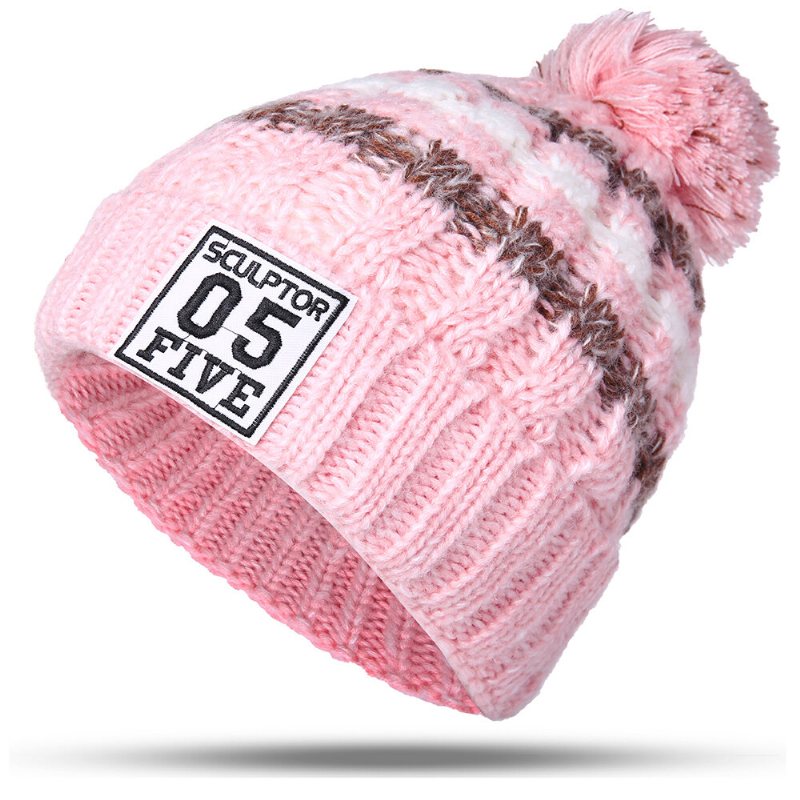 Czapka Zimowa Dla Kobiet Szaliki Zestaw Rękawiczek Bawełniane Czapki Z Pomponem W Paski Grube Rękawiczki Z Kołnierzykiem Typu Beanie