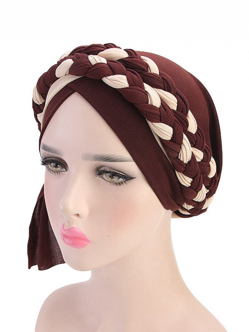 Damska Miękka Haftowana Opaska Multicolor Twist Braid Turban Cancer Cap