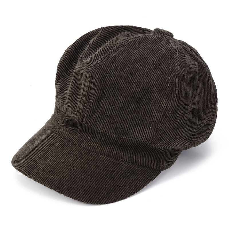 Damska Sztruksowa Ośmiokątna Czapka Beret Outdoor Travel Fashion Casual Wild Painter Cap