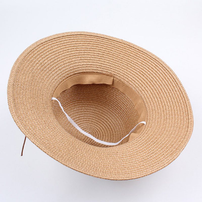 Damski Letni Jednokolorowy Składany Słomkowy Kapelusz Plażowy Outdoor Sunshade Fisherman Hat