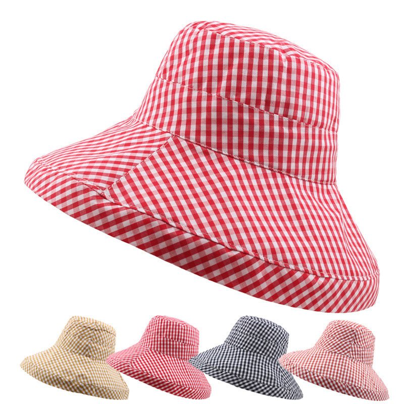 Damski Składany Bawełniany Cienki Kapelusz Przeciwsłoneczny Typu Bucket Outdoor Casual Travel Beach Sea Hat