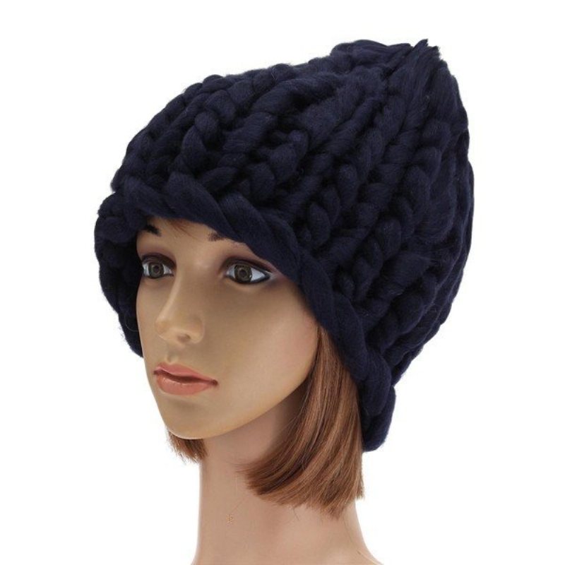 Dzianinowa Szydełkowa Czapka Z Daszkiem Gorro Bonnet Dome Chunky Triangle Stereo Beanie Hat