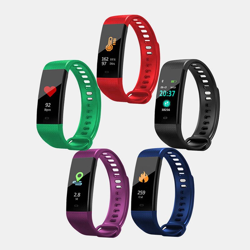 Inteligentna Opaska Tętno Ciśnieniomierz Kolorowy Ekran Bluetooth Smartband Monitor Aktywności Fitness Tracker