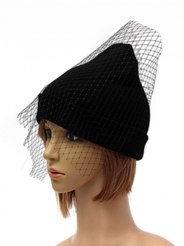 Kobiety Dziewczęta Retro Dress Hat Mesh Net Welon Knitting Czapki Beanie