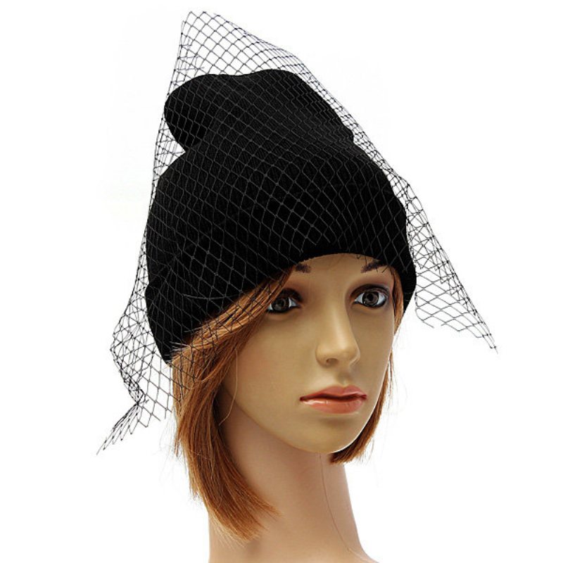 Kobiety Dziewczęta Retro Dress Hat Mesh Net Welon Knitting Czapki Beanie