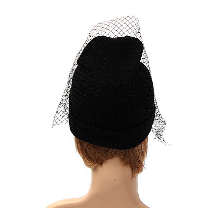 Kobiety Dziewczęta Retro Dress Hat Mesh Net Welon Knitting Czapki Beanie