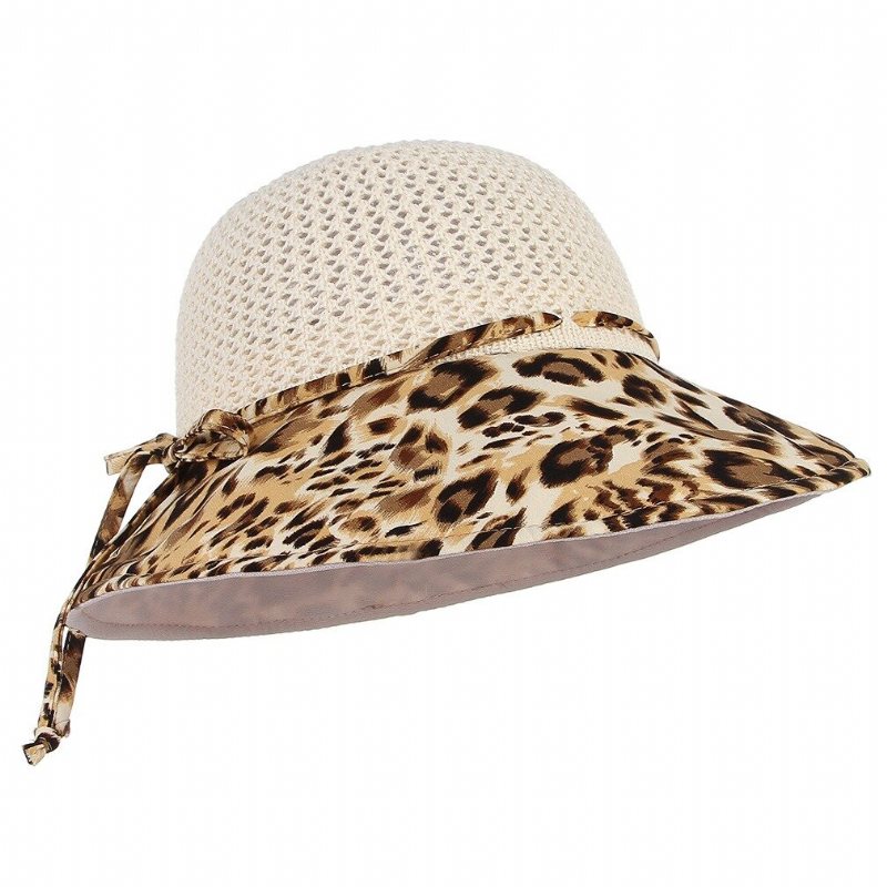 Kobiety Lato Oddychający Vogue Leopard Ochrona Przeciwsłoneczna Kapelusz Typu Bucket Outdoor Casual Travel Beach Sea Hat