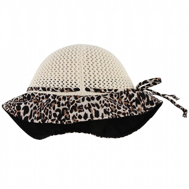 Kobiety Lato Oddychający Vogue Leopard Ochrona Przeciwsłoneczna Kapelusz Typu Bucket Outdoor Casual Travel Beach Sea Hat