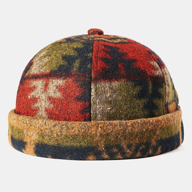 Mężczyźni I Kobiety Retro Brimless Skull Cap Multicolor Maple Leaf Pattern Czapki Dostosowane