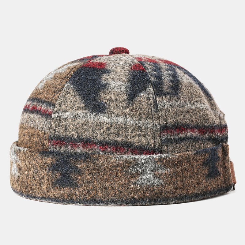 Mężczyźni I Kobiety Retro Brimless Skull Cap Multicolor Maple Leaf Pattern Czapki Dostosowane