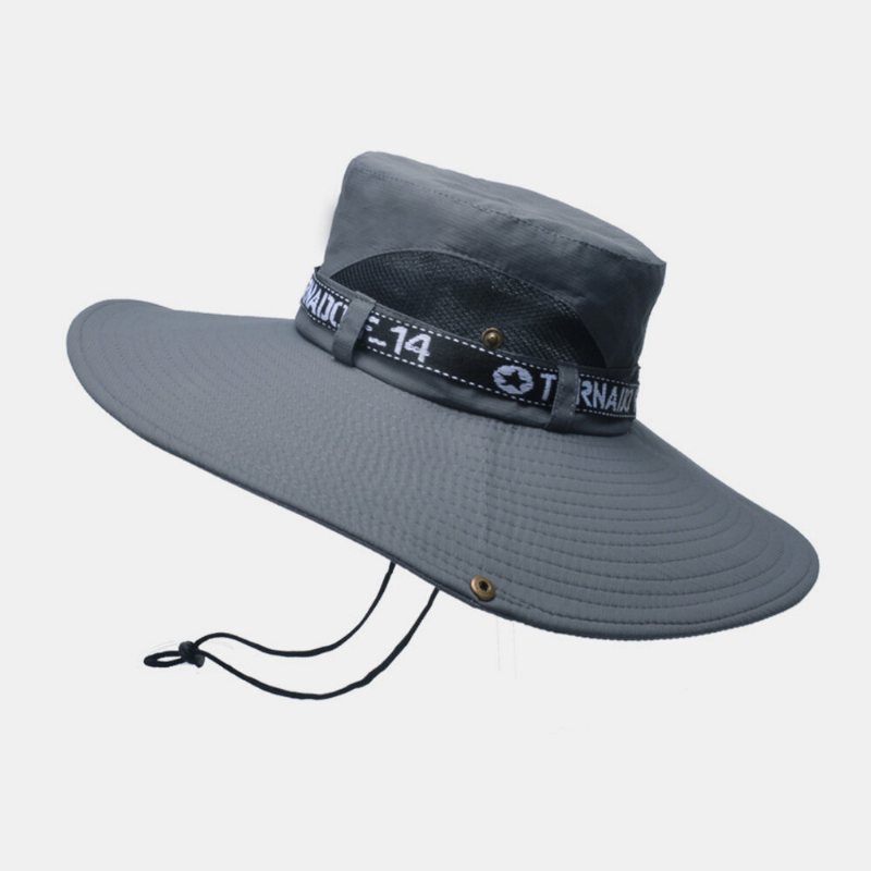 Męski Kapelusz Typu Bucket Outdoor Fishing Hat Wspinaczka Mesh Oddychająca Czapka Przeciwsłoneczna Ponadgabarytowe Rondo Ze Sznurkiem