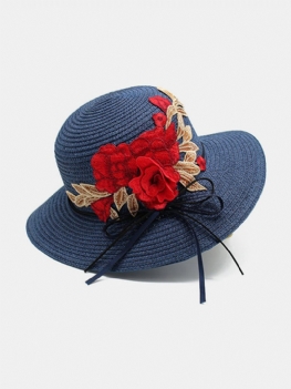 Oddychający Haftowany Słomkowy Kapelusz W Stylu Etnicznym Retro Sun Hat