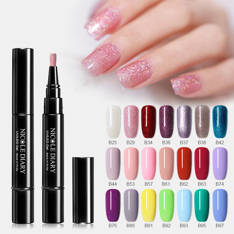 Żelowy Lakier Do Paznokci 3 W 1 Pen Glitter One Step Żel Do Malowania 74 Kolory Łatwy W Użyciu Żel Uv