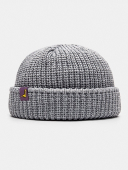 Unisex Akryl Dzianiny Jednolity Kolor Kreskówka Naszywka Na Cały Mecz Ciepło Brimless Beanie Landlord Czapka Z Czaszkami