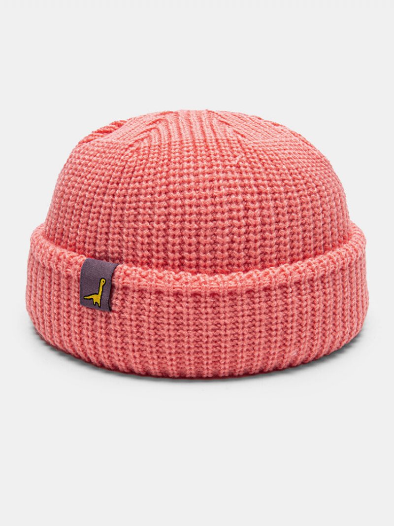 Unisex Akryl Dzianiny Jednolity Kolor Kreskówka Naszywka Na Cały Mecz Ciepło Brimless Beanie Landlord Czapka Z Czaszkami