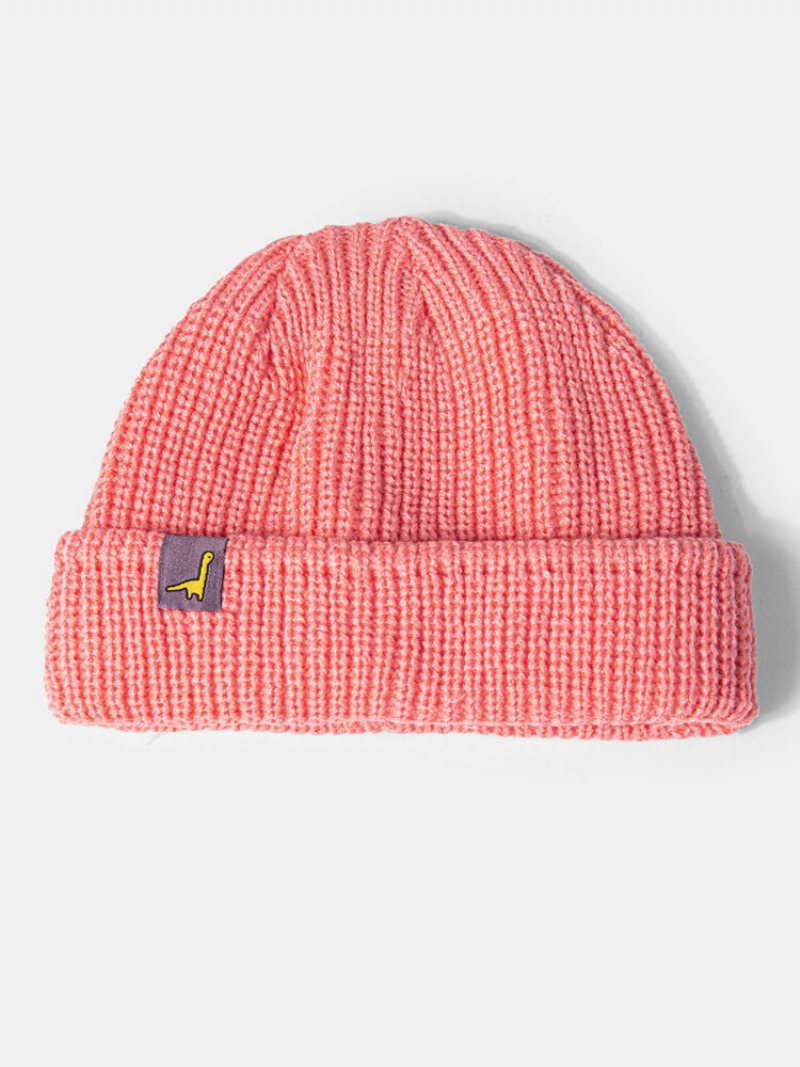 Unisex Akryl Dzianiny Jednolity Kolor Kreskówka Naszywka Na Cały Mecz Ciepło Brimless Beanie Landlord Czapka Z Czaszkami