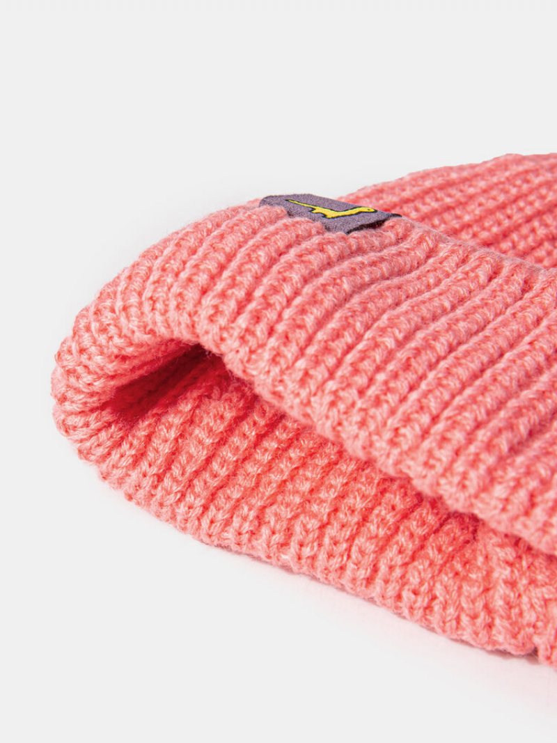 Unisex Akryl Dzianiny Jednolity Kolor Kreskówka Naszywka Na Cały Mecz Ciepło Brimless Beanie Landlord Czapka Z Czaszkami