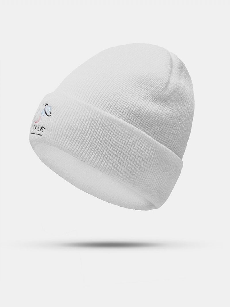 Unisex Akrylowa Dzianina Cartoon Planeta List Wzór Haftu Kołnierz Bez Brimless Oddychająca Ciepła Czapka Beanie