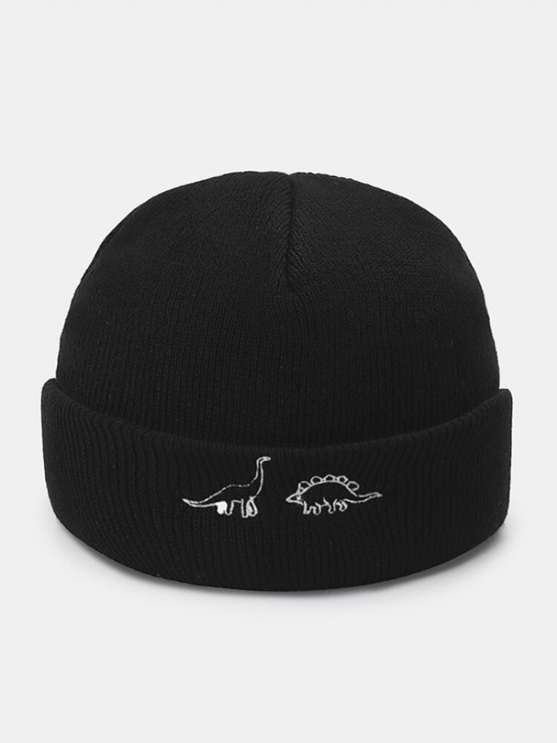 Unisex Akrylowa Dzianina Dinozaur Wzór Haftu Cały Mecz Ciepła Czapka Beanie Bez Brimless