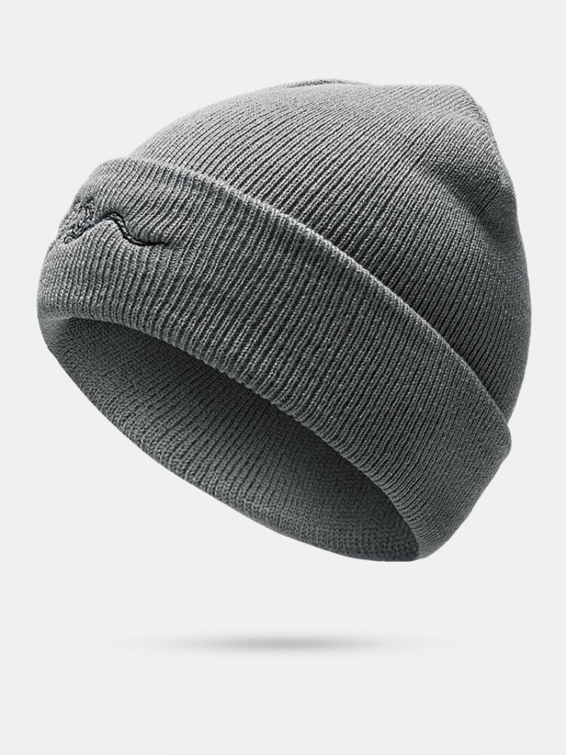 Unisex Akrylowa Dzianina Wężowy Wzór Haftu Flanging Brimless Fashion Ciepła Czapka Beanie