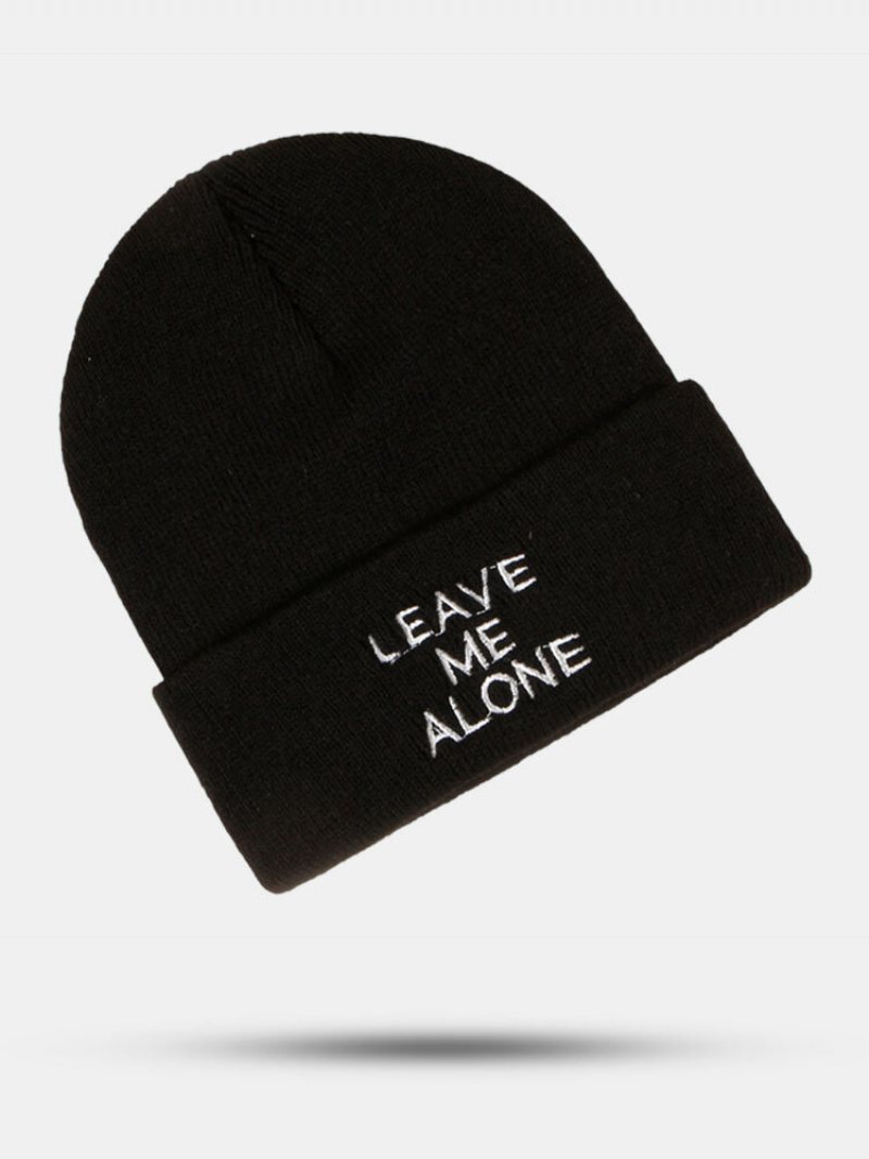 Unisex Akrylowe Dzianinowe Litery Haftowane Zwinięte Wszystkie Mecze Ciepła Czapka Z Dzianiny Beanie