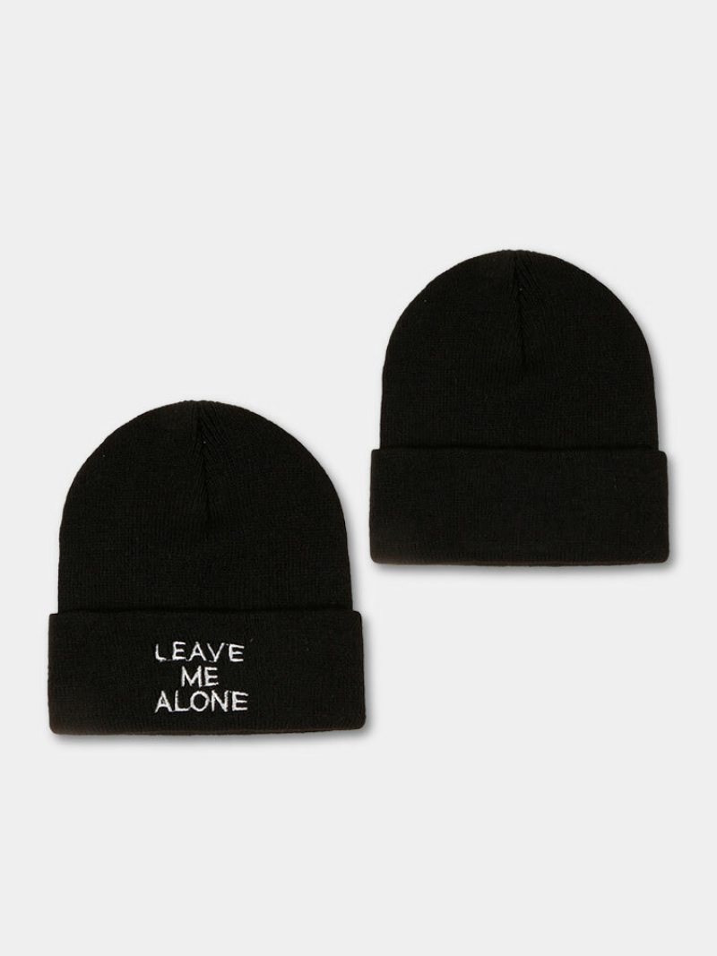 Unisex Akrylowe Dzianinowe Litery Haftowane Zwinięte Wszystkie Mecze Ciepła Czapka Z Dzianiny Beanie