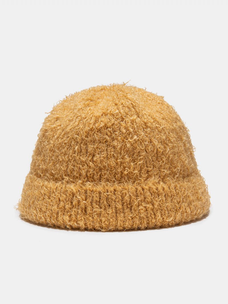 Unisex Alpaca Dzianinowa Jednolita Kolorowa Ciepła Czapka Beanie Bez Rękawów Na Zewnątrz