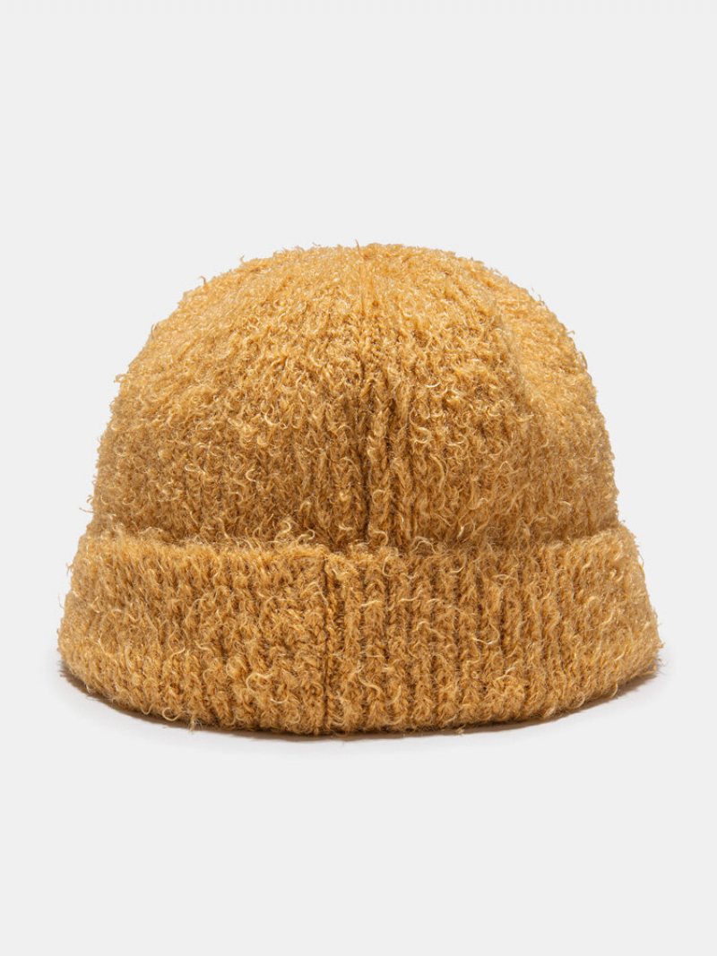 Unisex Alpaca Dzianinowa Jednolita Kolorowa Ciepła Czapka Beanie Bez Rękawów Na Zewnątrz