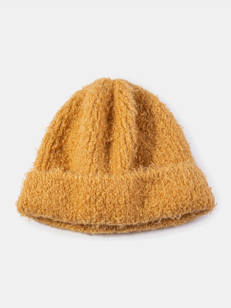 Unisex Alpaca Dzianinowa Jednolita Kolorowa Ciepła Czapka Beanie Bez Rękawów Na Zewnątrz