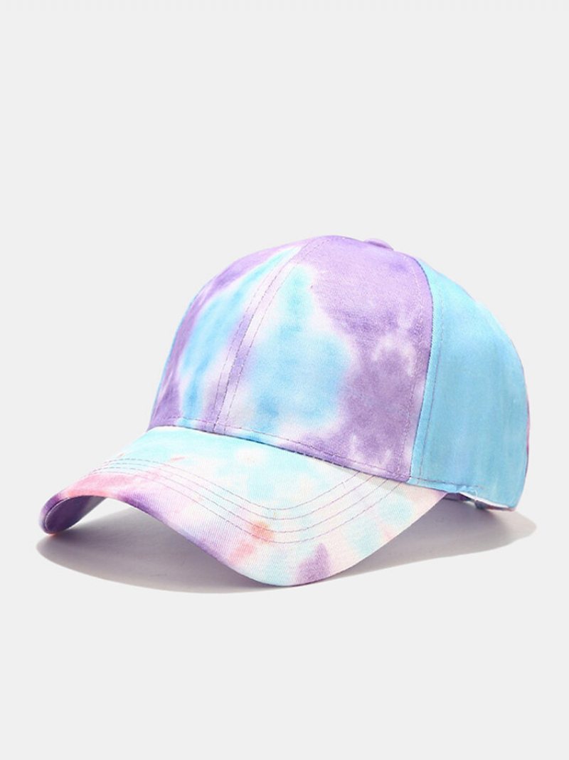 Unisex Bawełniane Stitched Kolorowe Tie-dye Miękkie Górne Regulowane Dorywczo Czapki Z Daszkiem Z