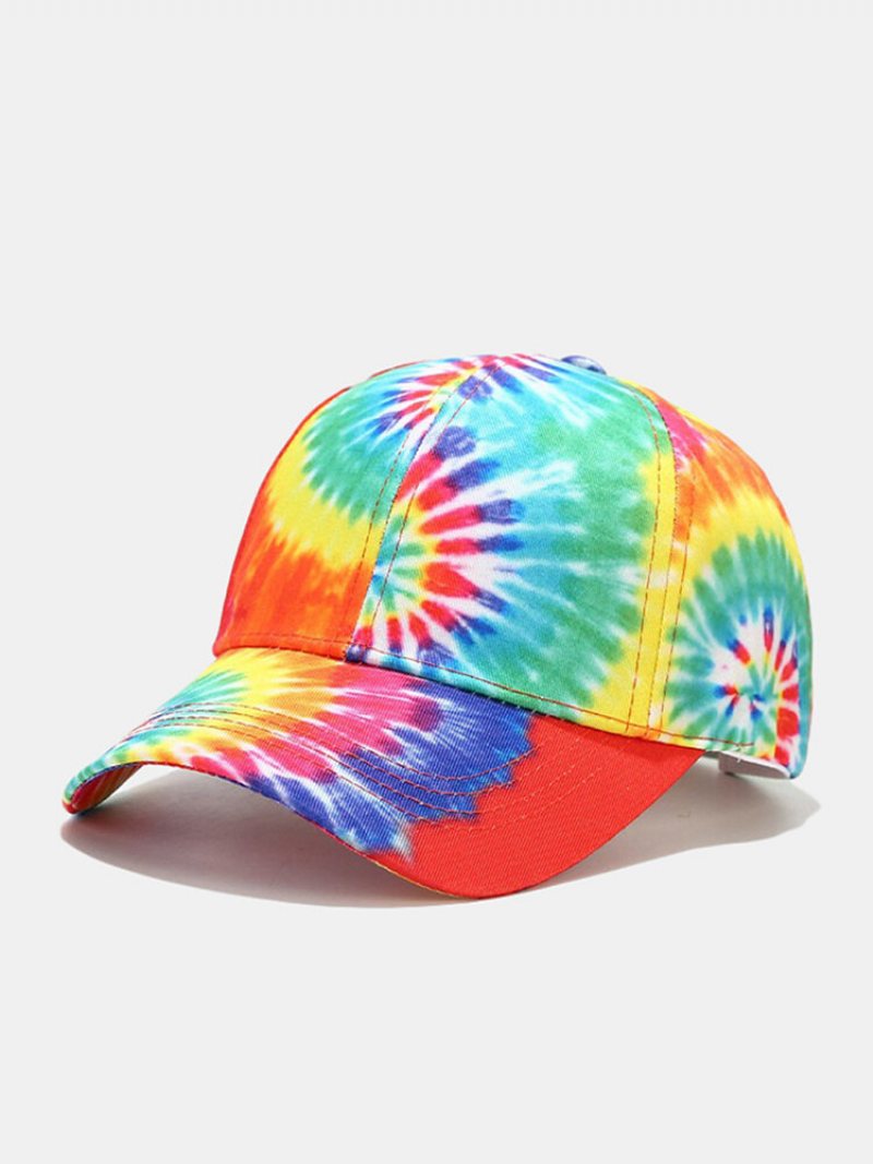 Unisex Bawełniane Stitched Kolorowe Tie-dye Miękkie Górne Regulowane Dorywczo Czapki Z Daszkiem Z