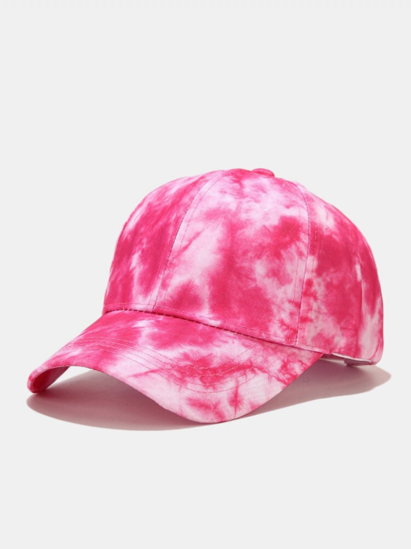 Unisex Bawełniane Stitched Kolorowe Tie-dye Miękkie Górne Regulowane Dorywczo Czapki Z Daszkiem Z