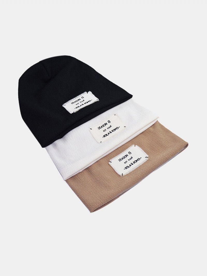 Unisex Bawełniany Jednolity Kolor Haftowany List Naszywka Dwuwarstwowa Oddychająca Modna Czapka Beanie Bez Brimless