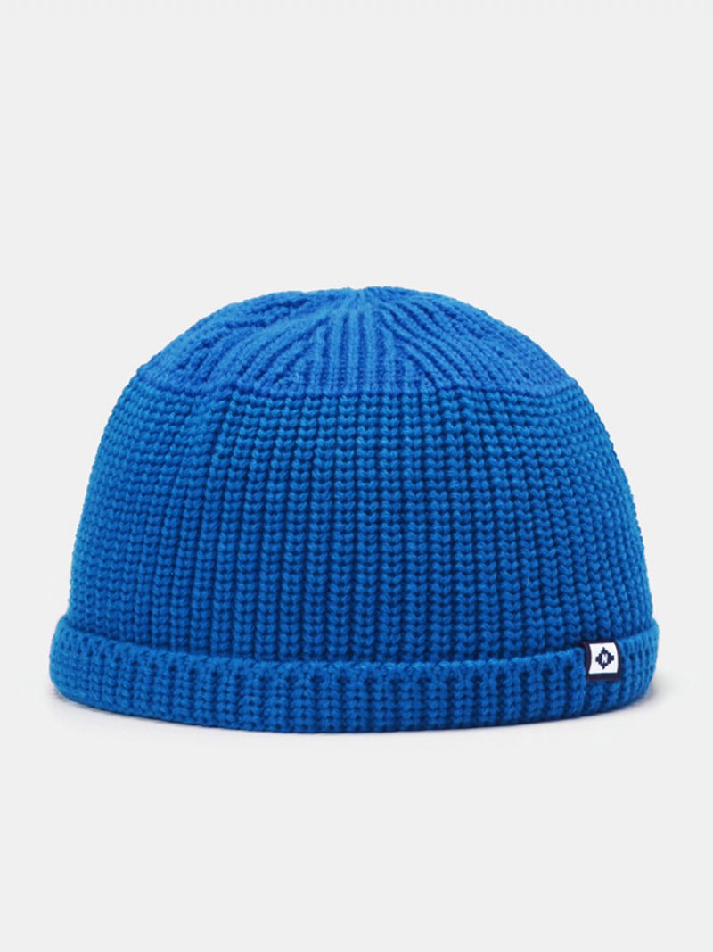 Unisex Dacron Dzianina Jednolity Kolor List Tkanina Etykieta Moda Ciepła Czapka Beanie