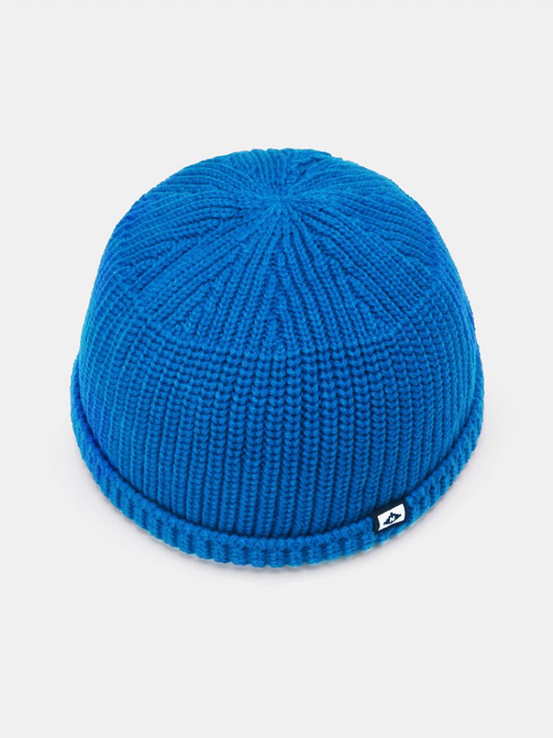 Unisex Dacron Dzianina Jednolity Kolor List Tkanina Etykieta Moda Ciepła Czapka Beanie