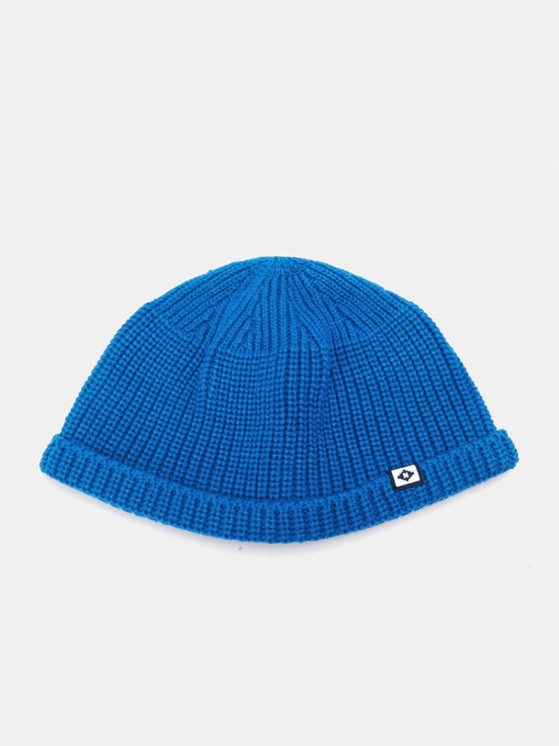 Unisex Dacron Dzianina Jednolity Kolor List Tkanina Etykieta Moda Ciepła Czapka Beanie